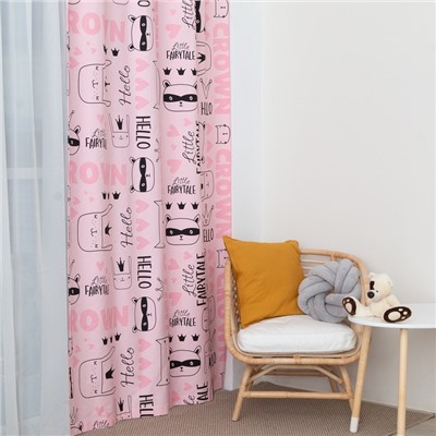 Штора портьерная «Этель» Little crown, 145×260 см, рогожка