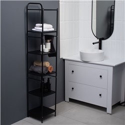 Стеллаж напольный шестиярусный, 29×29×158.5 см, чёрный