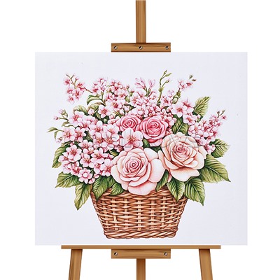 Мозаика алмазная "Букет цветов в корзинке" 20*20 см.
