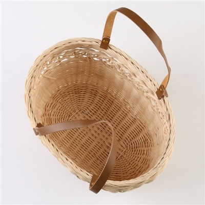 Корзина плетёная для хранения «Кори», 27×19×15 см, ручка h=16 см, ротанг, бежевая