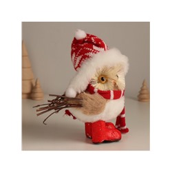 Фигурка новогодняя «Совёнок в шапке-ушанке и шарфе», 15×8.5×17.5 см