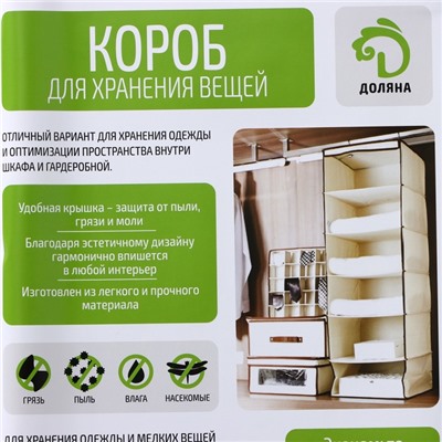 Короб стеллажный для хранения с крышкой Доляна «Нея», 26×20×17 см, серый
