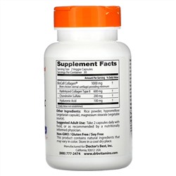 Doctor's Best, гиалуроновая кислота и сульфат хондроитина, c BioCell Collagen, 60 вегетарианских капсул