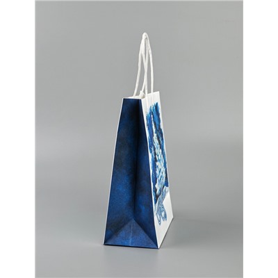 Пакет бумажный подарочный новогодний крафт «С Новым годом» 15×21×8 см