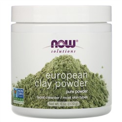 Now Foods, Решения, порошок из европейской глины, очищающее средство для лица, 170 г