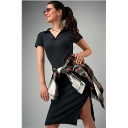 Женское платье-поло в рубчик Happyfox