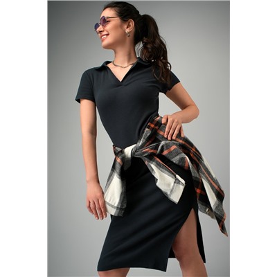 Женское платье-поло в рубчик Happyfox