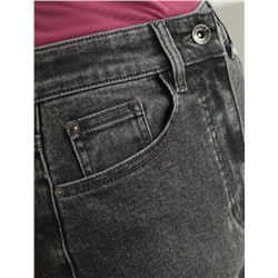 Джинсы трубы прямые с декоративной стиркой из эластичного денима