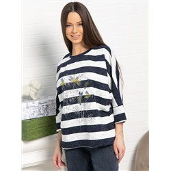 Блуза Серебряный полет (бело-синяя) Б15287-18М