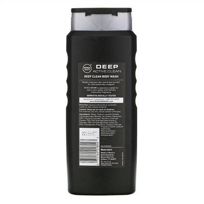 Nivea, Men, Deep Clean Body Wash, Deep Active Clean, 16.9 fl oz (500 ml)