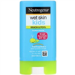 Neutrogena, Wet Skin Kids, для пляжа и бассейна, солнцезащитный бальзам-карандаш, SPF 70+, 13 г (0,47 унции)