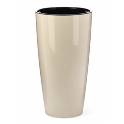 Кашпо для цветов «Рондо», пластик, 23 л, d=40 см, h=74.7 см, со вставкой, бежевое