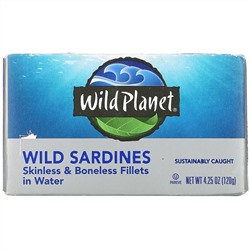 Wild Planet, Wild Sardines, Skinless & Boneless Fillets in Water, 4.25 oz (120 g)