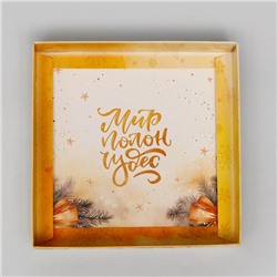 Коробка новогодняя с PVC крышкой, «Мир полон Чудес», 16×16×3 см