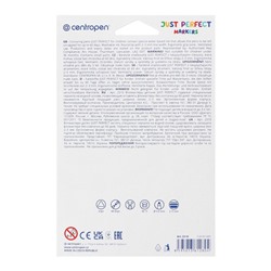Фломастеры 12 цветов Centropen 2510 Perfect, 3.9 мм невысыхаемые, картонная упаковка, европодвес