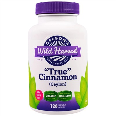 Oregon's Wild Harvest, "True" Cinnamon (Ceylon), 120 Vegetarian Capsules
