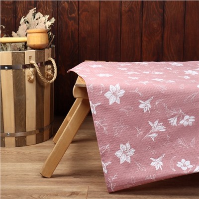 Простыня вафельная для бани «Лилия», 150×180 см, хлопок 100%, розовое