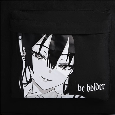 Рюкзак школьный текстильный Anime, 38×27×13 см, чёрный