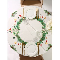 Скатерть новогодняя «Этель. Рождественский венок», d=150 см, 100% хлопок, саржа 190 г/м²