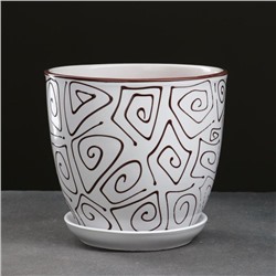 Горшок для цветов «Абстракция», 2.5 л, d=19 см, h=18 см, керамика, с поддоном, белый