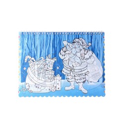 УЦЕНКА Книжка-раскраска многоразовая «Новый год» фломастеры 12 цв, 3D очки, бутылочка