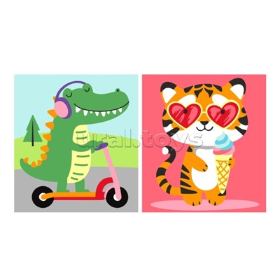 Картина по номерам детская "Летнее приключение" (картон15х13,5) 2 шт