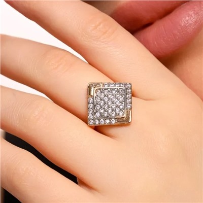 Кольцо 20 р ювелирная бижутерия Дубайское золото покрытие позолота, вставка: фианиты, цвет: прозрачный, арт.216.445-20