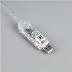 УЦЕНКА Гирлянда «Бахрома», 2×0.4 м, IP20, USB, приложение, серебристая нить, свечение RGB