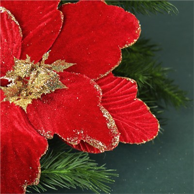 Цветок декоративный Пуансеттия 20 см красная / CTX12-116 /уп 80/480/