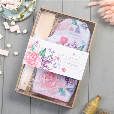 Кухонный набор «Улыбнись», варежка-прихватка 20×28 см, лопатка деревянная