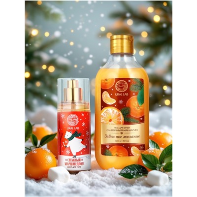 Новогодний подарочный набор косметики «Заветное желание»: гель для душа 300 мл и мист для тела 88 мл, URAL LAB