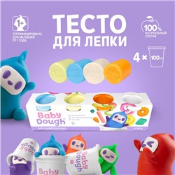 Тесто для лепки BabyDough, набор 4 цвета (белый, оранжевый, нежно-желтый, нежно-голубой)