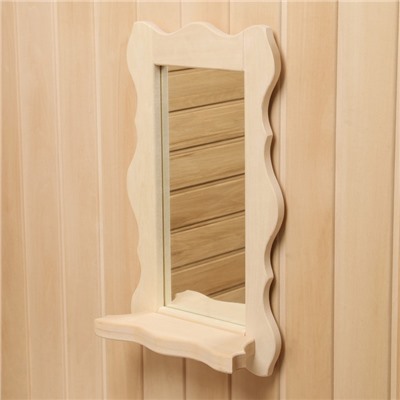 Зеркало для бани и сауны «Резное», 48×33×10 см, настенное, с полкой, «Добропаровъ»