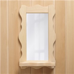 Зеркало для бани и сауны «Резное», 48×33×10 см, настенное, с полкой, «Добропаровъ»