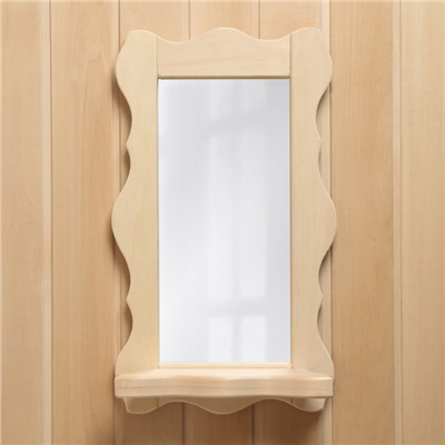 Зеркало для бани и сауны «Резное», 48×33×10 см, настенное, с полкой, «Добропаровъ»