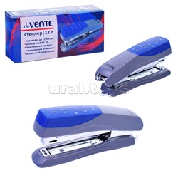 Степлер "Duos" № 10 (мощность 12 листов, глубина скрепления 60 мм) пластиковый с каучуковой вставкой, в картонной коробке, серый с синим