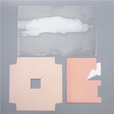 Коробка подарочная для цветов с вазой и пластиковыми окнами складная, упаковка, «Персик», 23×30×23 см