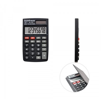 Калькулятор  8 разрядов 58х88 мм PC-101 40101 черный ErichKrause