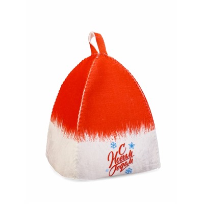 Набор для бани с принтом «С новым годом!», 5 предметов: шапка, рукавица, тапочки, коврик, портфель, красный, «Банная забава»