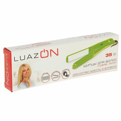 Щипцы-гофре Luazon LW-46, 35 Вт, керамическое покрытие,  20х85 мм, до 160 °C, зелёные