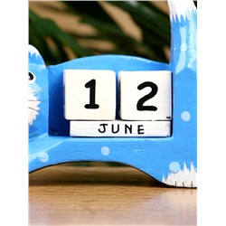 Календарь настольный «Кошка», 13×4×10 см, дерево, синий