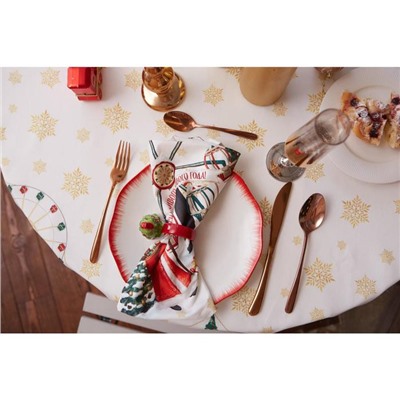 Скатерть новогодняя «Этель. Новогодняя ярмарка», d=150 ± 3 см с ГМВО, 100% хлопок, саржа 190 г/м²