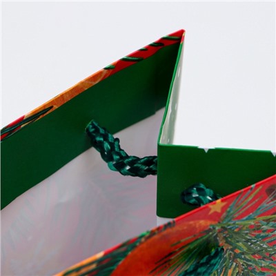 Пакет подарочный новогодний под бутылку, упаковка «Угощения», 12×36×8.5 см