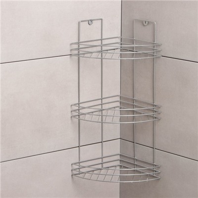 Полка угловая 3-х ярусная, 20×20×54 см, хром