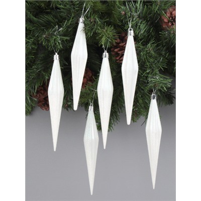 Новогоднее украшение Сосульки 6 штук 18 см / WF-199 /уп 168/белые