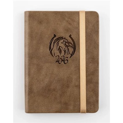 Ежедневник 2026 г. А6+ 352 стр. "ТОСКАНА" золотисто-коричневый, на резинке 310144 Alpha-Trend