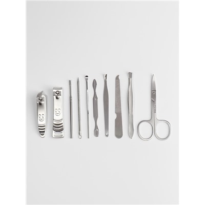 Набор маникюрный «Люси», 10 предметов, кожзам-чехол, коричневый