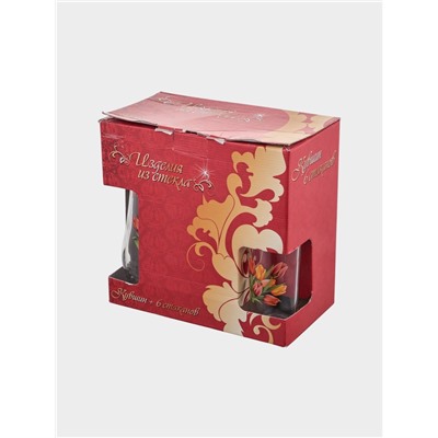 УЦЕНКА Набор питьевой «Букеты», 6 предметов: кувшин 1.7 л, 5 стаканов 230 мл