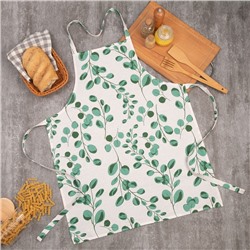 Фартук «Доляна. Эвкалипт», белый 60×70 см, 100% хлопок, рогожка 164 г/м²