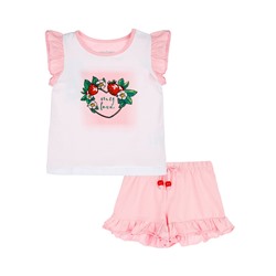 Комплект детский трикотажный для девочек: фуфайка (футболка), шорты